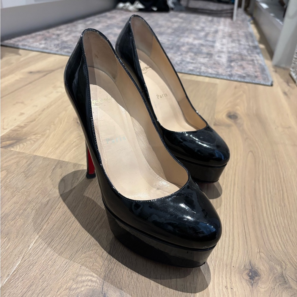 Christian Louboutin Bianca Black Patent Leather Platform Pumps
